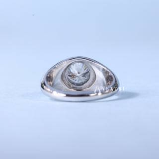 1.0CT Bezel Set Round Moissanite Diamond Engagement Ring