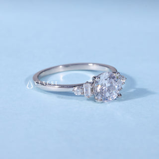 Rear gallery view of Round Cut Moissanite Cluster Engagement Ring with Accents