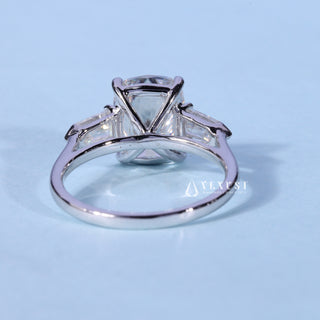 Rear gallery view of Three-Stone Elongated Cushion Cut Moissanite Engagement Ring