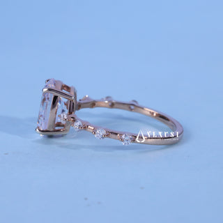 Oval Cut Moissanite Petite Pave Engagement Ring Solitaire opposite side view