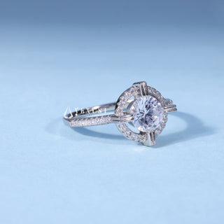 Rear gallery view of Round Brilliant Moissanite Halo Pave Engagement Ring