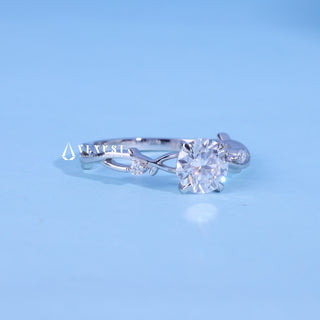 Rear gallery view of Round Cut Nature Inspired Moissanite Engagement Ring