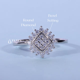 0.60CT Round Cut Bezel Set Moissanite Engagement Ring setting and band details