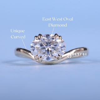 1.0CT Oval Moissanite Diamond East West Unique Engagement Rings