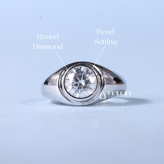 1.0CT Bezel Set Round Moissanite Diamond Engagement Ring