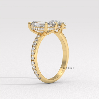 Two stone moissanite engagement ring for women