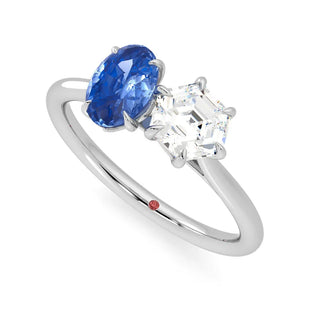 hexagon moissanite ring oval stone pairing detail
