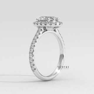 Sparkling Halo Pave Oval Cut Moissanite Engagement Ring setting detail