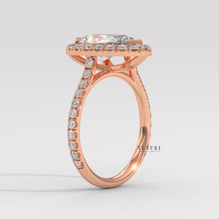 Halo Pave Pear Cut Moissanite Engagement Ring setting detail