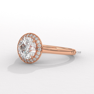 Round Cut Halo Solitaire Moissanite Engagement Ring overhead view
