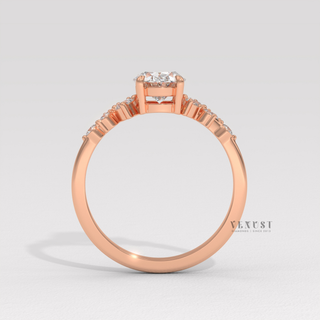 Oval moissanite engagement ring with refined accents