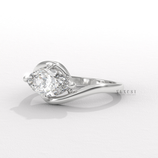 East west marquise ring with elongated sparkle