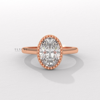 Oval cut moissanite ring with unique bezel setting