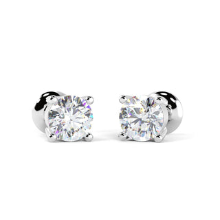 Four Prong Setting Round Diamond Moissanite Stud Earrings