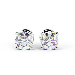 Four Prong Setting Round Diamond Moissanite Stud Earrings