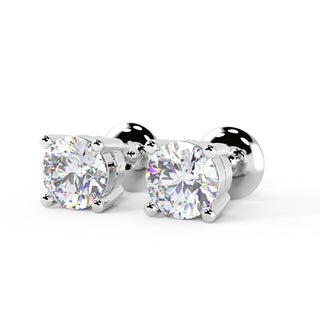 Four Prong Setting Round Diamond Moissanite Stud Earrings