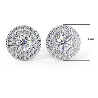 Round Cut Double Halo  Diamond Moissanite Earring