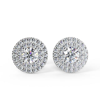 Round Cut Double Halo  Diamond Moissanite Earring