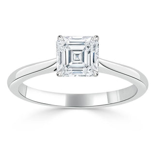 1.0 CT Asscher Cut Solitaire Moissanite Engagement Ring side view