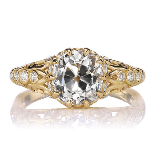 vintage moissanite ring round old mine front angle
