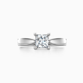 1.0 CT Princess Cut Solitaire Moissanite Engagement Ring front view