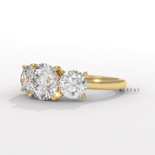 Round cut moissanite diamond ring close up