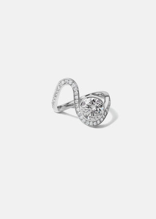 1.50ct Bezel Set Round Diamond Channel Pave Curved Engagement Ring With Matching ClassicBand