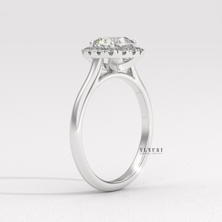 Halo Solitaire Cushion Cut Moissanite Engagement Ring setting detail