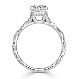 Cushion moissanite infinity engagement ring close up detail