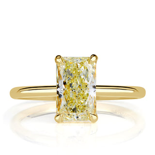 Yellow radiant solitaire moissanite engagement ring front view